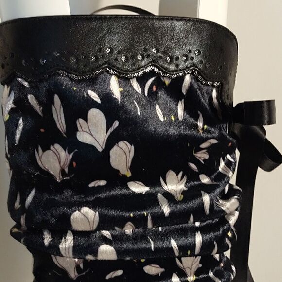 Ruby Shoo Black Floral Slouch Athena Boots - Picture 6 of 8